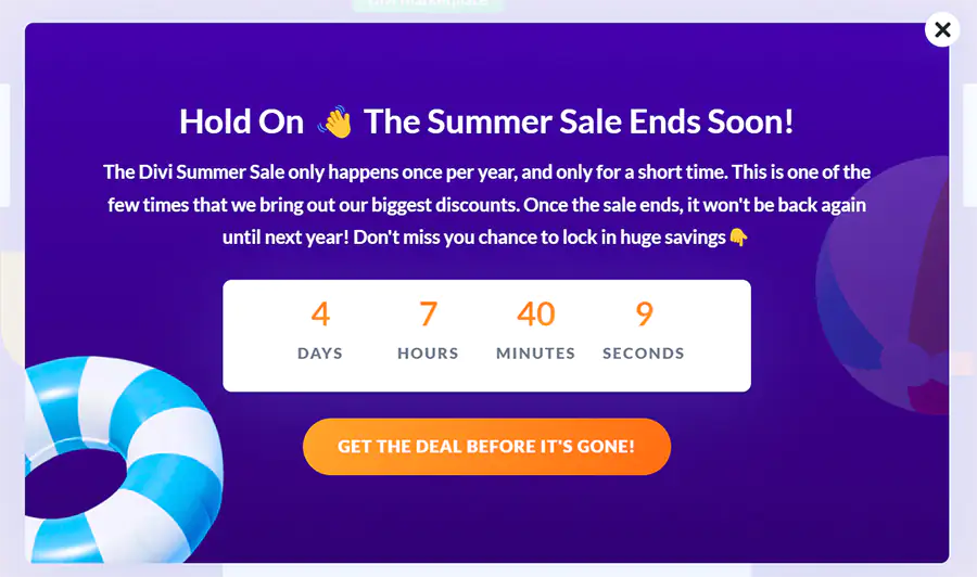 Divi Summer Sale FOMO