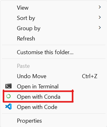 Open with Conda